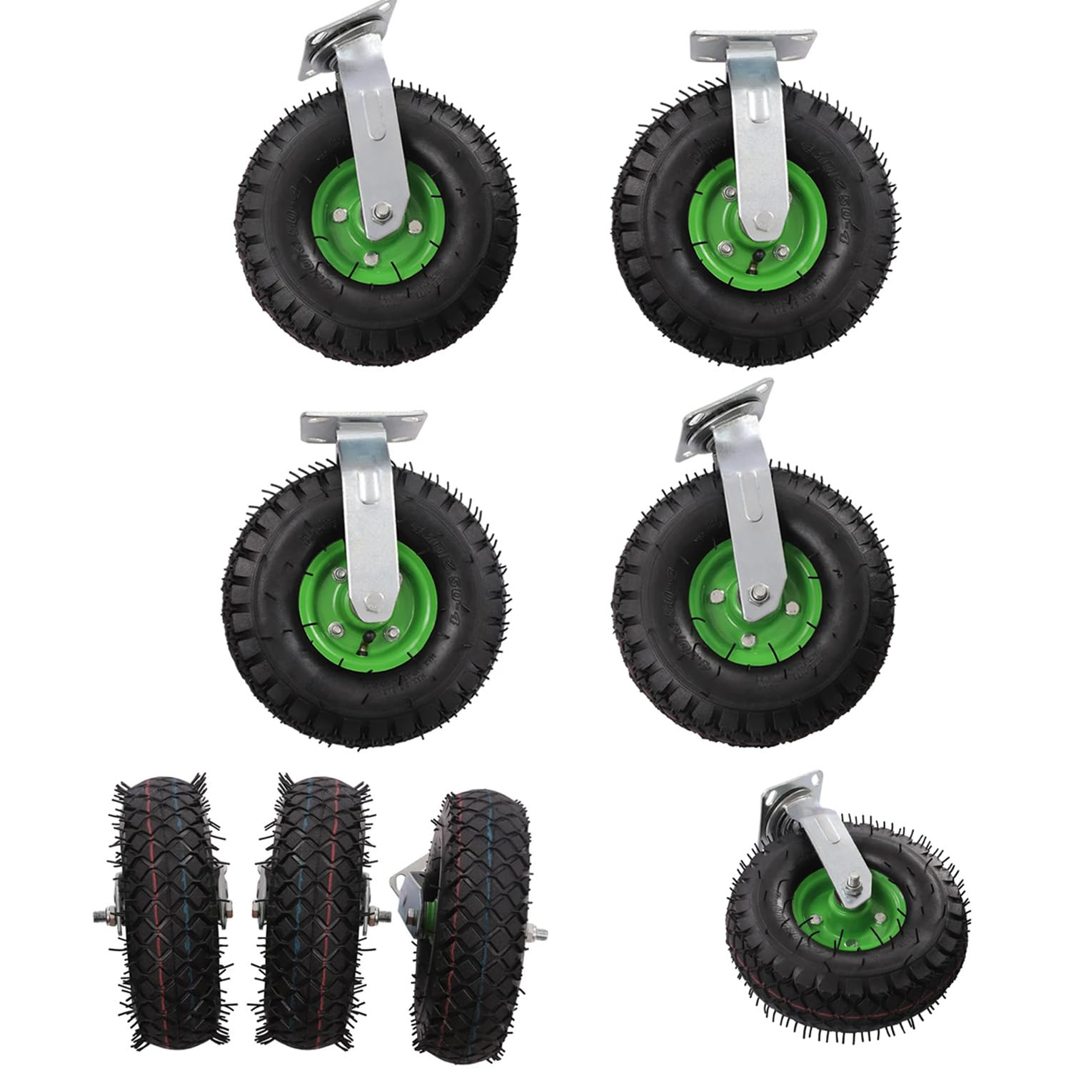 Ruedas Para Muebles Pesados 215mm Juego de 4 Ruedas Giratorias con Cubos de Acero Amortiguadores Neumáticos
