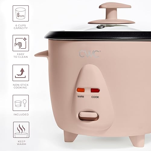 Miniatura 3 de COOK WITH COLOR Arrocera de 6 tazas de 300 W - Cocina sin esfuerzo y perfectamente, cocina 3 tazas de arroz crudo para 6 tazas de arroz cocido, rubor