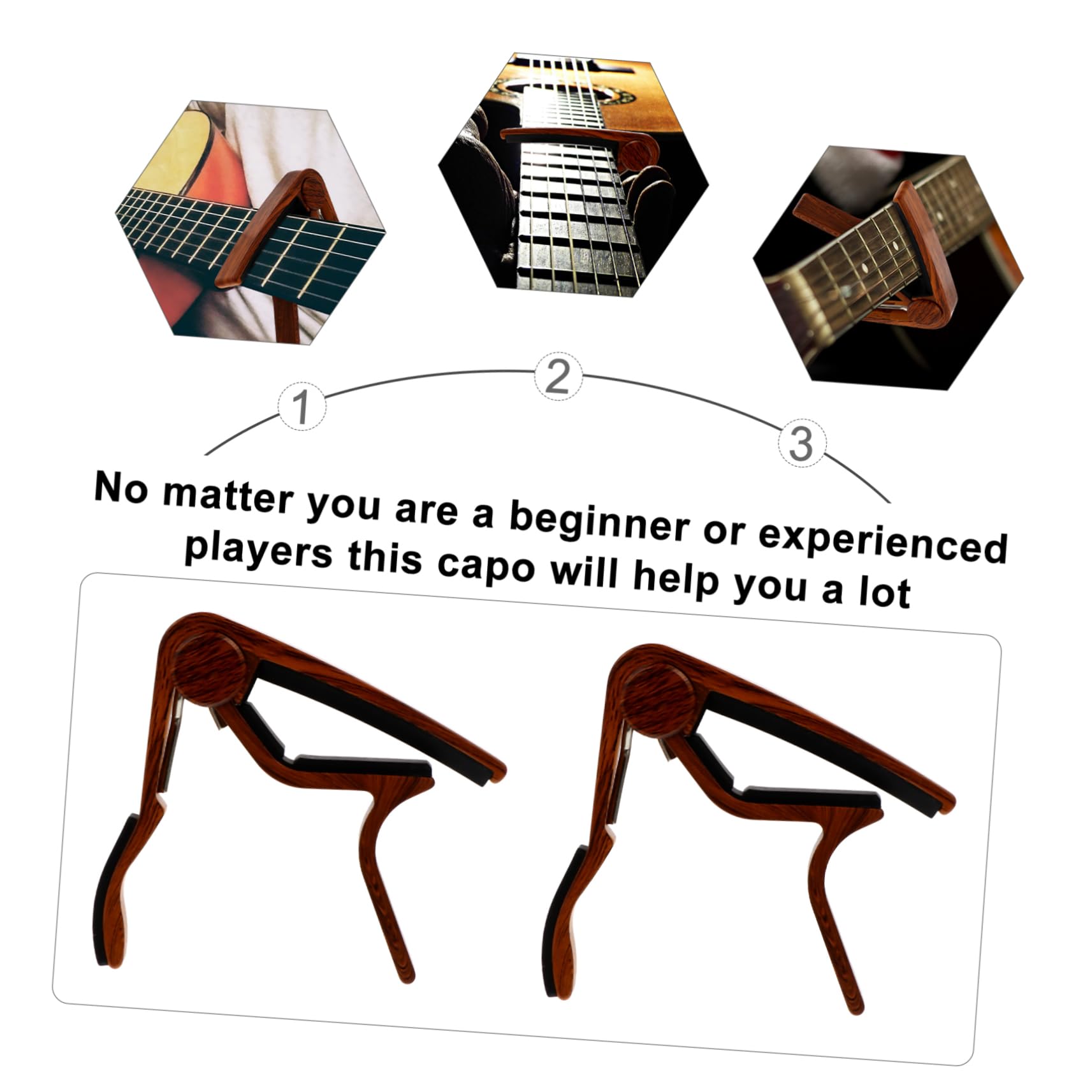 ibasenice 3pezzi Capo Per Chitarra e Ukulele Clip Di Accordatura Accessorio Musicale Per Musicisti e Principianti Facile Da Utilizzare e Riposizionare Senza Disturbare Intonazione