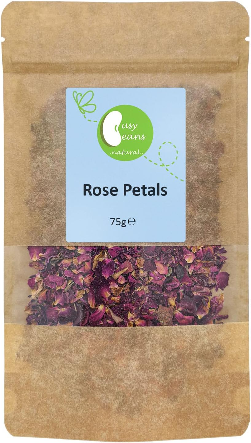 Dried Rose Petals - Natural Scent, Bath, Spa, Wedding Confetti by Busy Beans (75g), 75 g (Pack of 1)