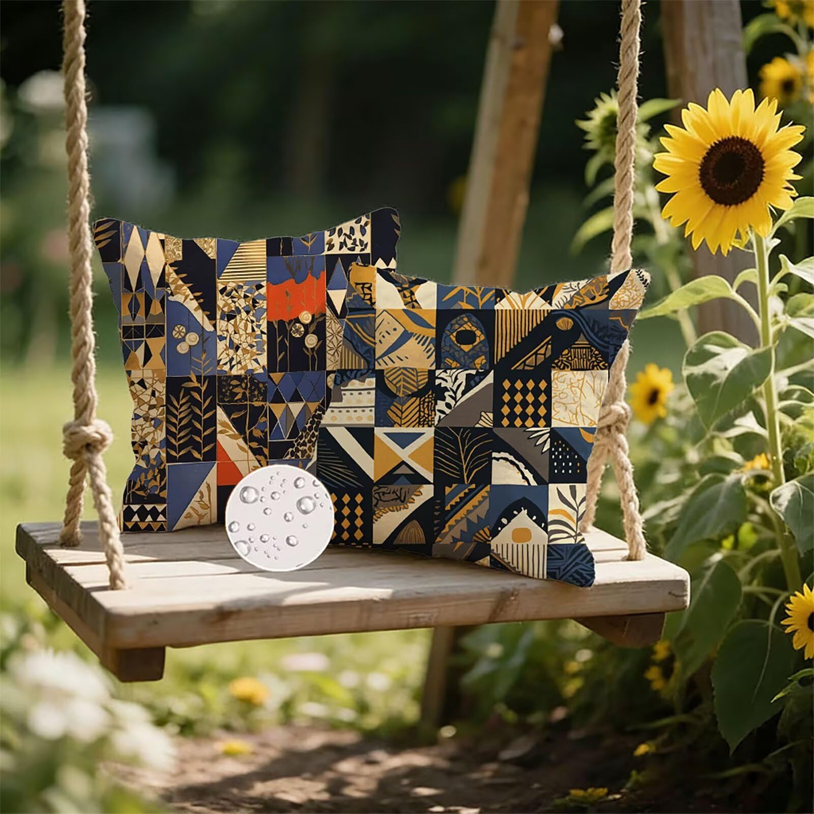 Generisch Outdoor Kissen Wetterfest 65x65cm BöHmen Dekokissen Kissenbezüge Abstrakt Kissenhülle Sommer Sofakissen für Wohnzimmer Schlafzimmer Garten Dekorative 2er Set. P-3441