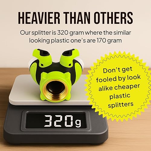 Miniatura 4 de Divisor de manguera de jardín de 2 vías resistente - a prueba de fugas de cuerpo completo de metal grifo divisor