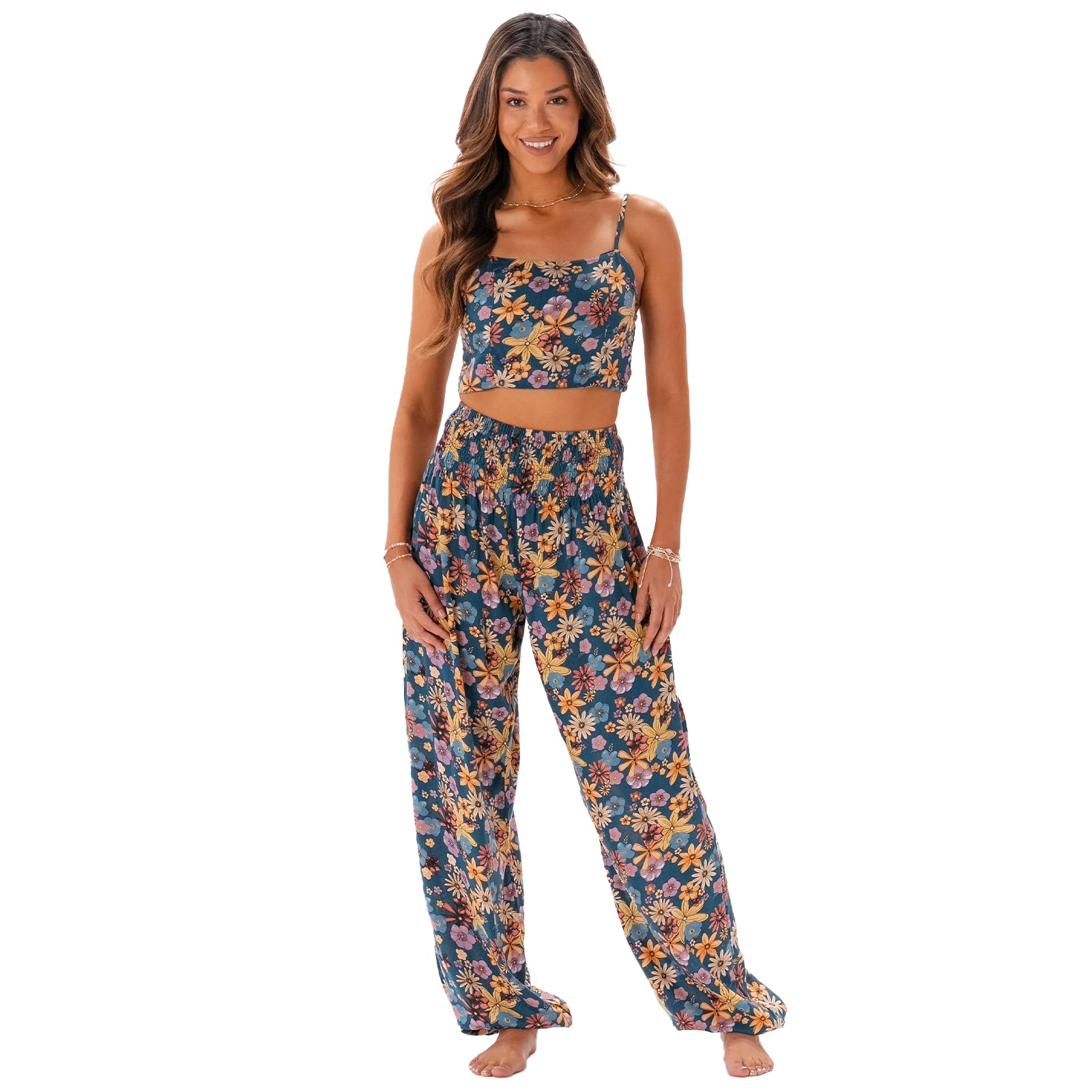 Lotus and Luna Women's Harem Pants Thai Pants for Beach &amp; Lounge High Waisted Flowy Boho Pants Genie Pants Yoga Pants