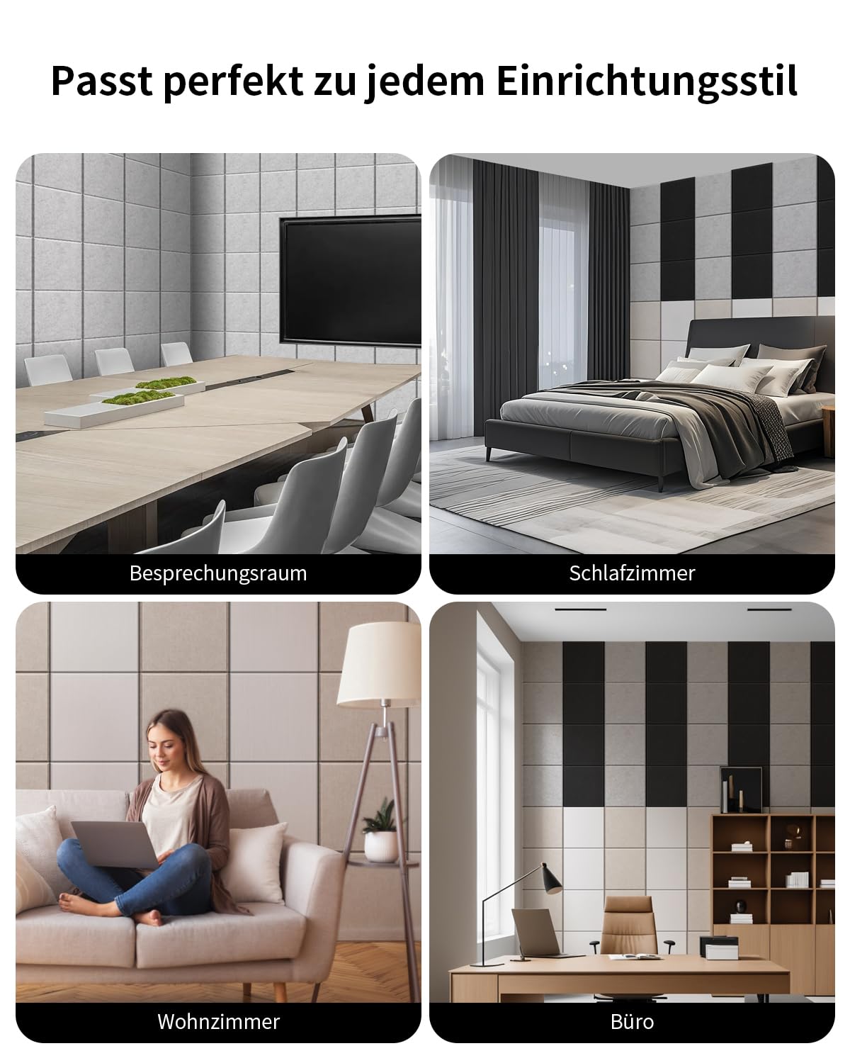 36 Stück Akustikplatten Selbstklebend, Akustikpaneele Schallabsorber mit hoher Dichte, Akustische Behandlung und Wanddekoration für Tonstudio, Gaming Deko und Studio, 30x30x0.9cm, Weiß