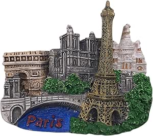 3D Eiffel Tower Refrigerator Magnet - Resin, Paris Souvenir, Home Kitchen Decor