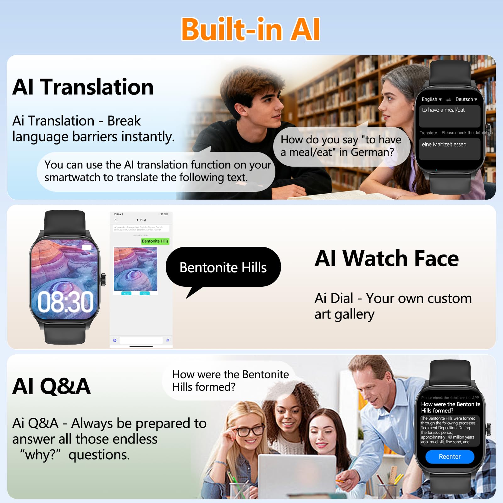 Smart Watch for Women Men with Text and Call, 2025 New AI Smartwatches with Heart Rate/SpO2/Sleep/Stress Monitor, 100+ Sports Modes, GPS Fitness Watches Compatible with iOS/Android (GPS, Black)