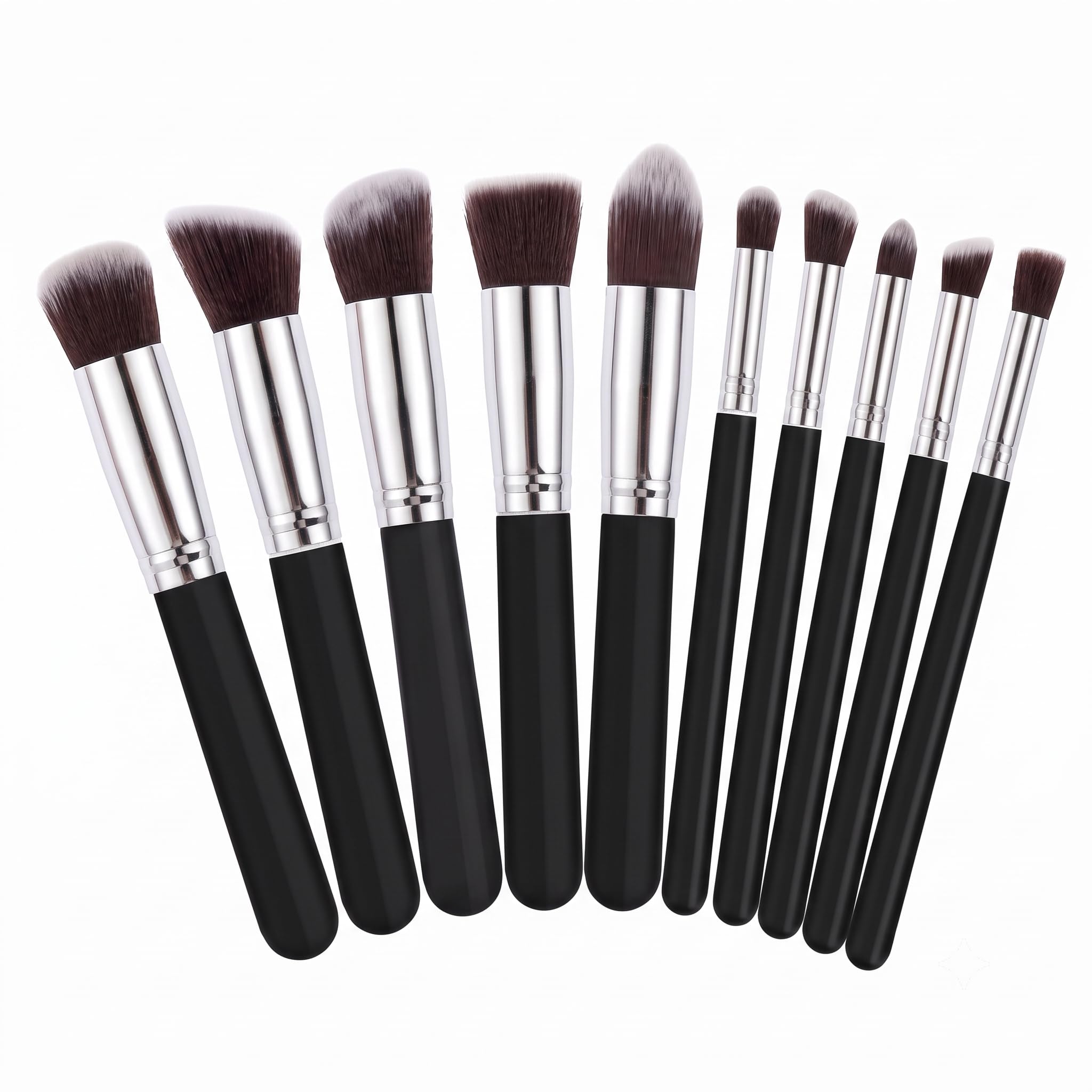 Makeup Brush Set of 10, Foundation Brush Powder Brush Eyeshadow Brushes (Black)-image-16