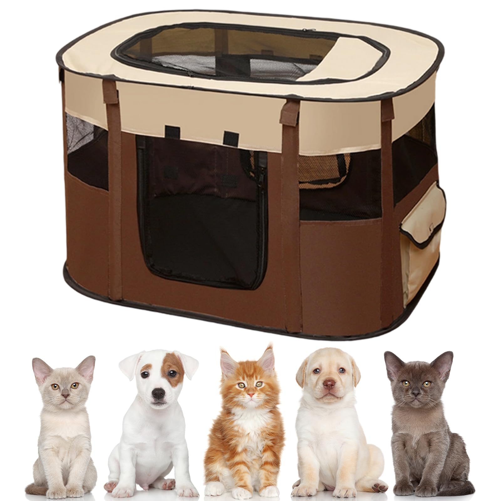 EUBSWA Recinto per cuccioli, 110x85x58cm Recinto per animali domestici per cani, gatti, conigli e piccoli animali per interni ed esterni