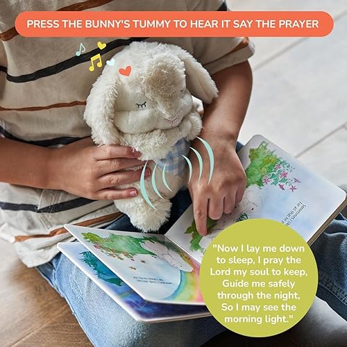 Miniatura 5 de Tickle & Main Everybunny Prays - Conejo de peluche y juguete musical - Azul, 18 cm de peluche & Libro ilustrado, recita "Ahora me acuesto a dormir