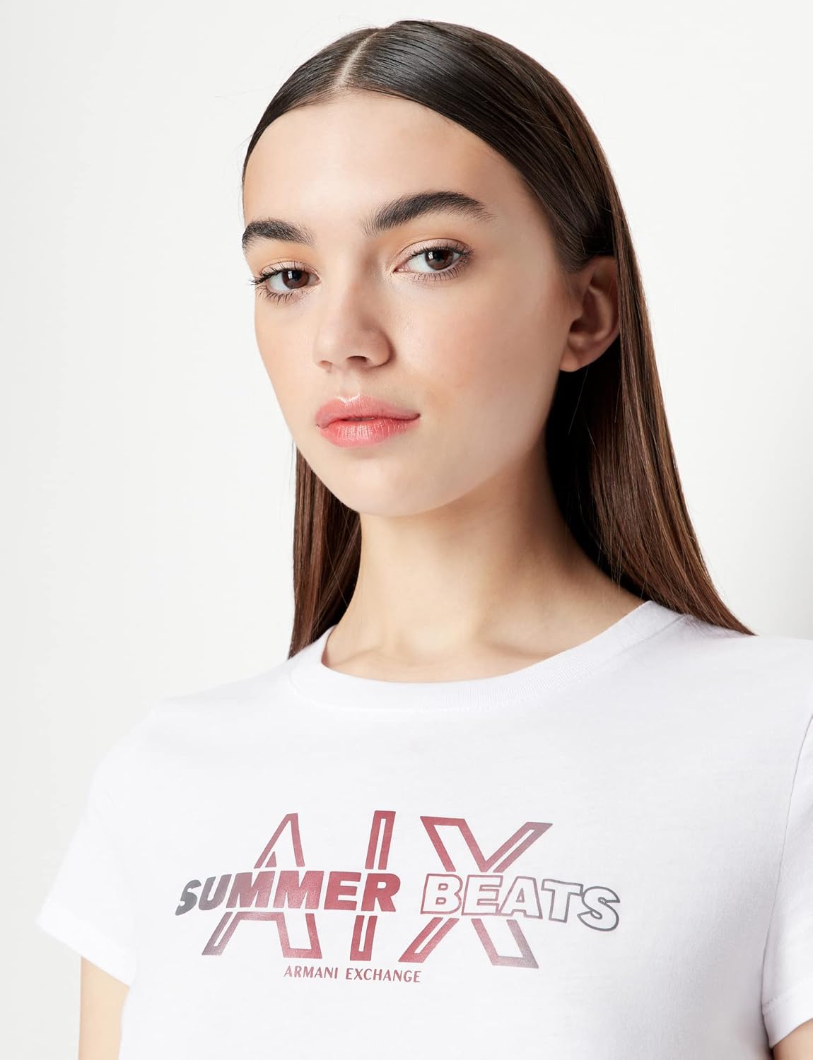 Armani Exchange Womens Crew Neck Reg Fit Summer Beats Tee - Image 5
