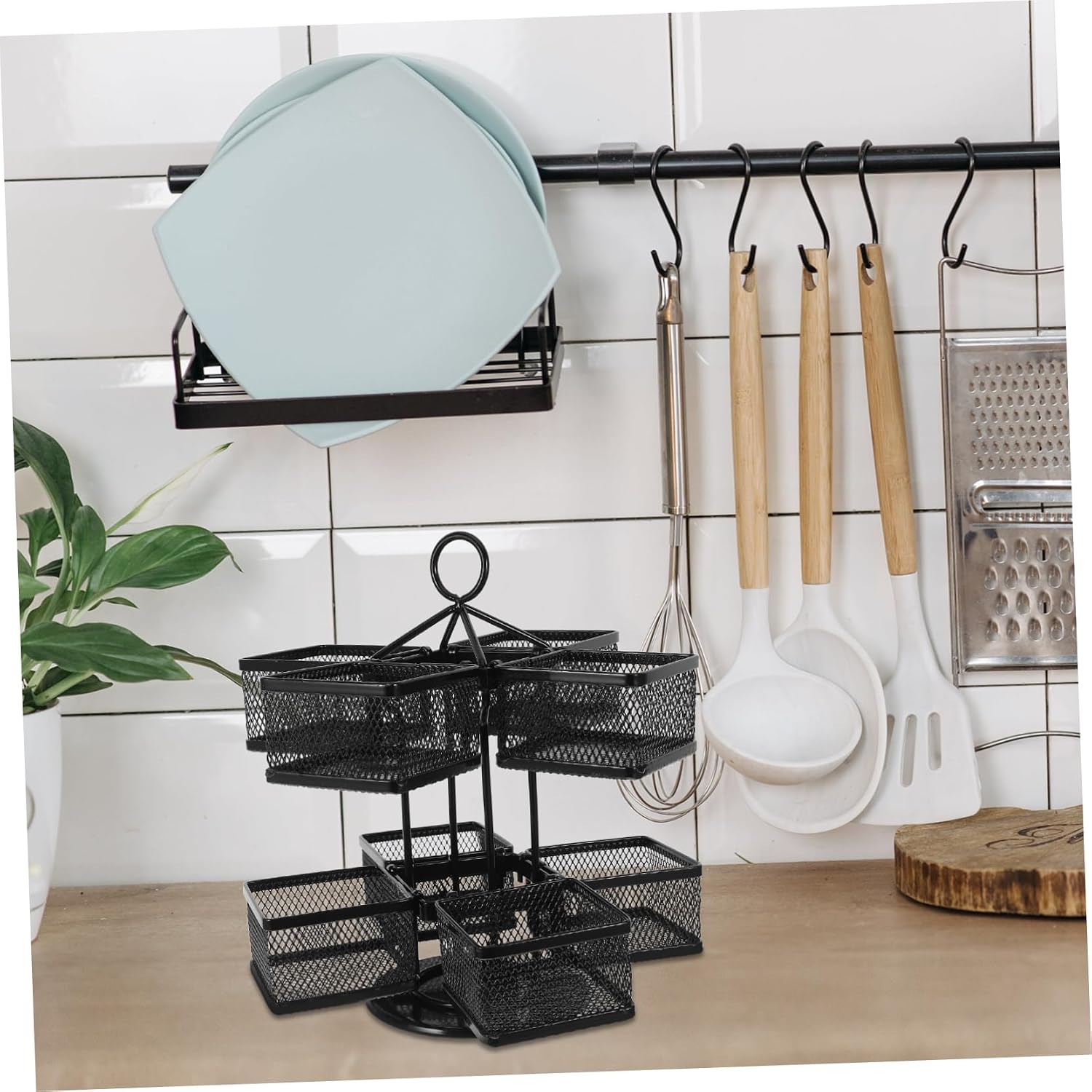 Tea Bag Storage Box Iron Carousel Organizer 360 Degree Rotating image 5