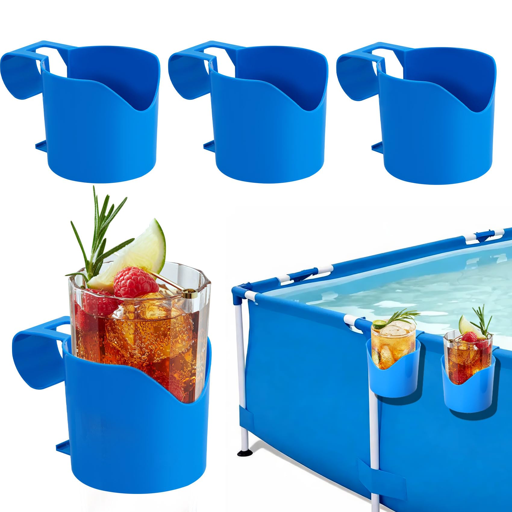 4 Stück Pool Getränkehalter für Poolrand, Pool Zubehör für Getränke, Poolrand Halter, Becherhalter Pool, Hängehalter für Schwimmbäder,Pool Gadgets,Pool Tisch,für Bier,Glas,Cocktailglas, Handy