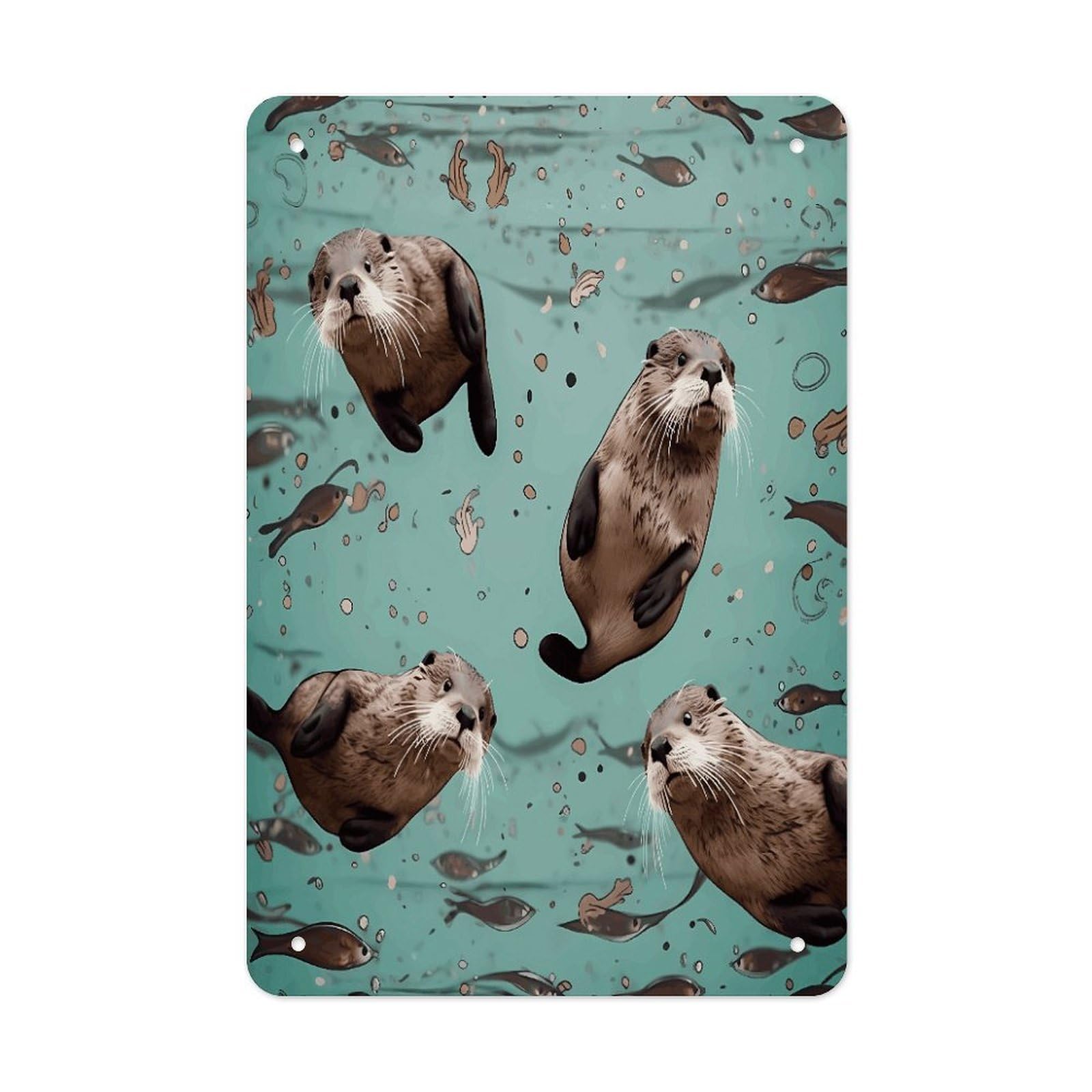 Otters Metal Tin Sign Funny Vintage Metal Signs Metal Art Poster Man Cave Decor Retro Tin Sign for Home Office Kitchen Bar Cafe Garden Wall Decor 11.8 X 7.9 Inch