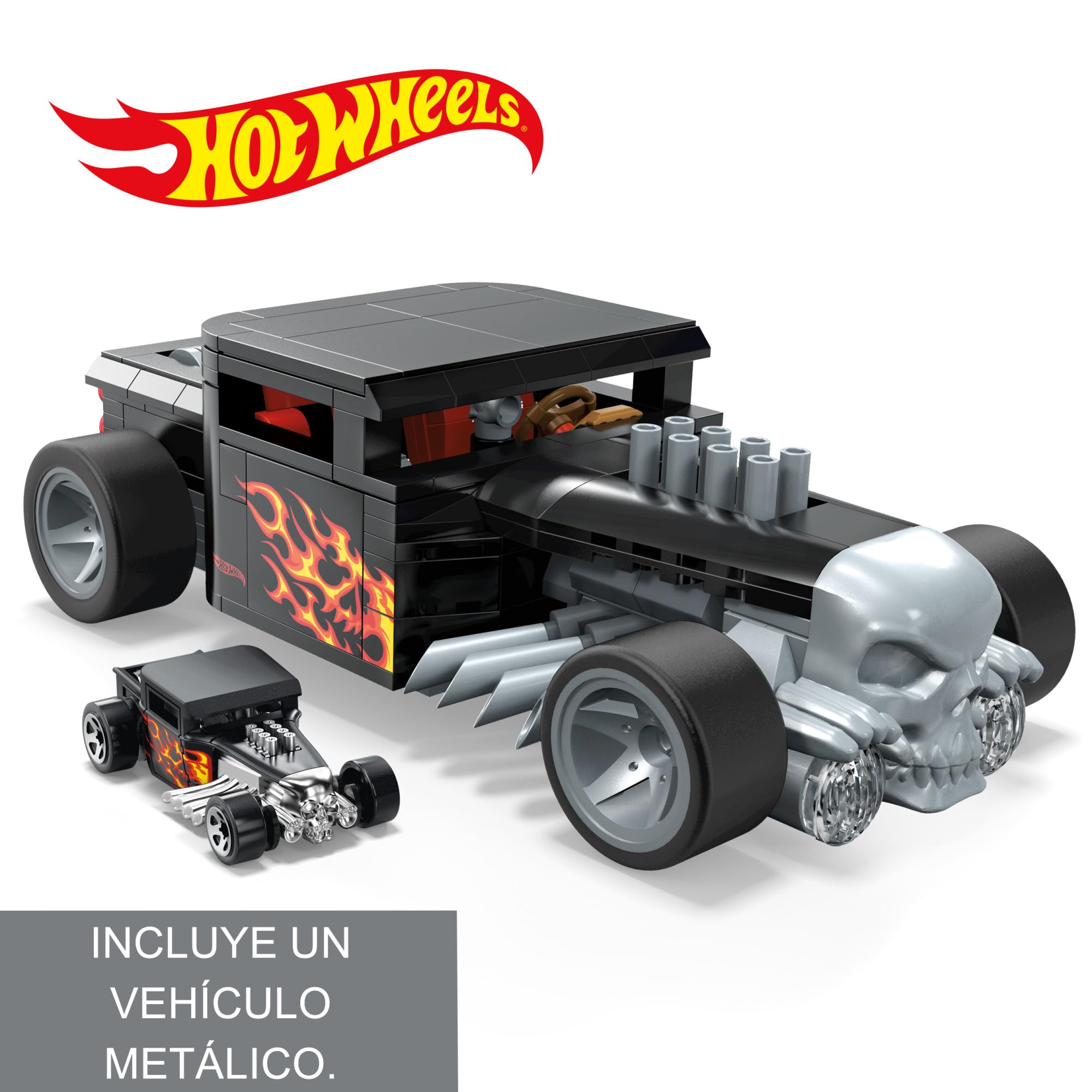 MEGA Hot Wheels Bone Shaker Coche de Juguete de 334 Bloques de construcción, Incluye vehículo Die-Cast, +13 años (Mattel HRY17)