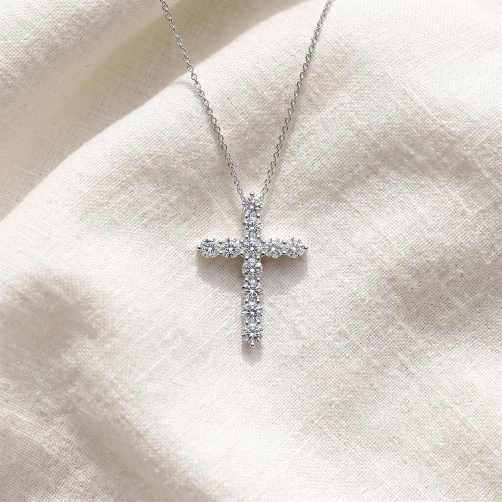 P3 POMPEII3 Pompeii 1.25Ct Diamond Cross 14k Gold 18" Necklace 1" Tall Lab Grown (F/G,VS1-VS2)