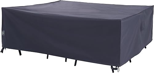 F&J Outdoors Cubierta de mesa de patio, cubierta de mesa mediana para exteriores, 74 x 44 x 27.5 pulgadas, cubierta de tela ecológica para muebles,