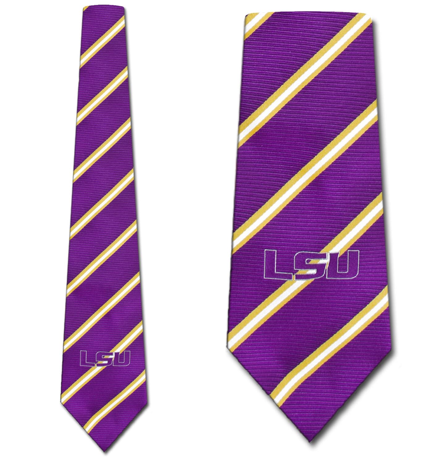 Eagles Wings LSU Stripe Necktie Tigers Tie for Men College Neckties Sports Ties