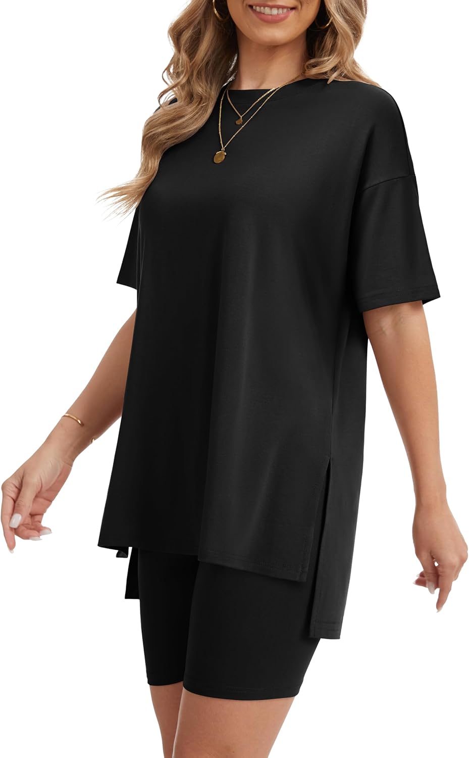 RUBZOOF Women's 2 Piece Lounge Sets 2026 Casual Summer Airport Travel Outfits Oversized Shirts Biker Shorts Matching Clothing - Image 4