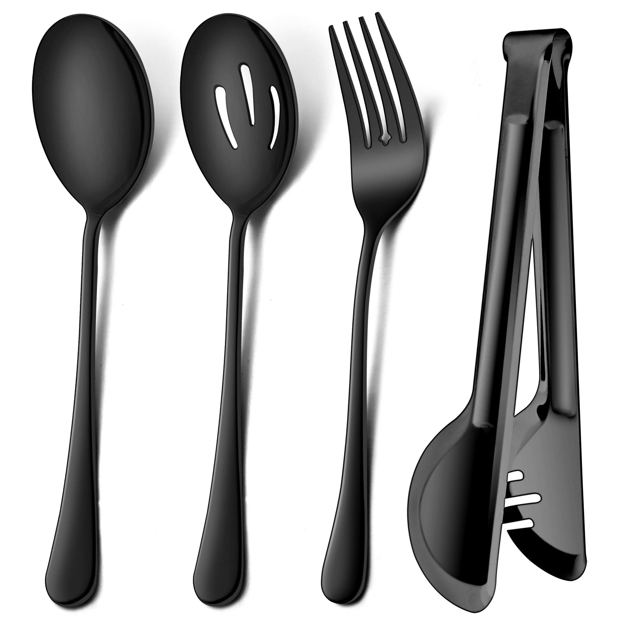 Buy LIANYU 3 Large Black Serving Spoons, 3 Black Slotted Serving Spoons, 3 Black Serving Forks
