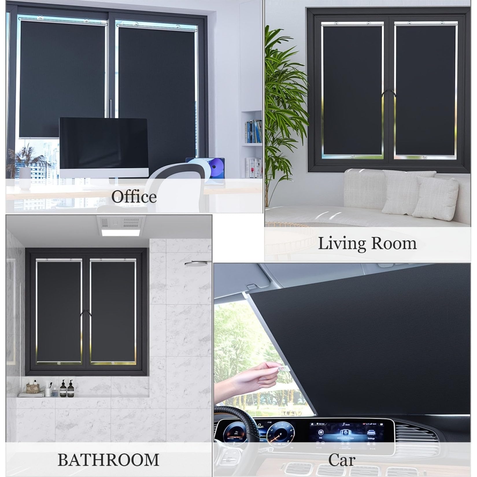 68X200cm Saugnapfes Rollo Fensterrollo,Sonnenschutz Verdunkelungsrollo