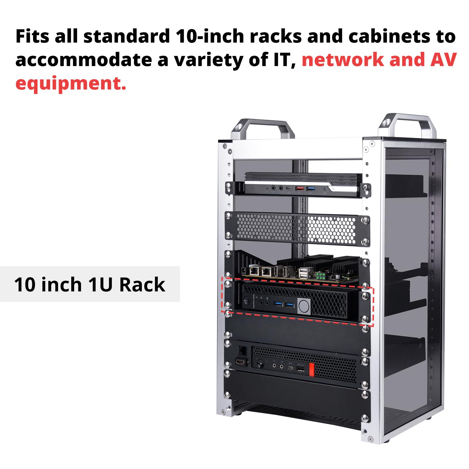 DeskPi RackMate Accessoires 1U Rack de Serveur 10" Plateau ventilé T1/T0 (1U-2PCS)