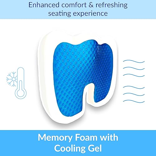 Miniatura 2 de offtech Paquete de 2 cojines de asiento de escritorio, cojín de asiento para aliviar el dolor de ciática, espuma viscoelástica de gel refrescante