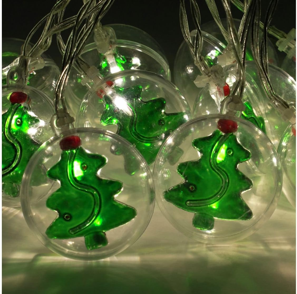 Christmas Battery Operated 10 LED Christmas Trees in Clear 5cm Baubles Ball Lights