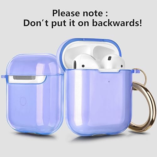 Miniatura 4 de AIRSPO Funda para Airpods, funda protectora de TPU suave transparente compatible con Apple AirPods 12 funda de carga inalámbrica con llavero (azul