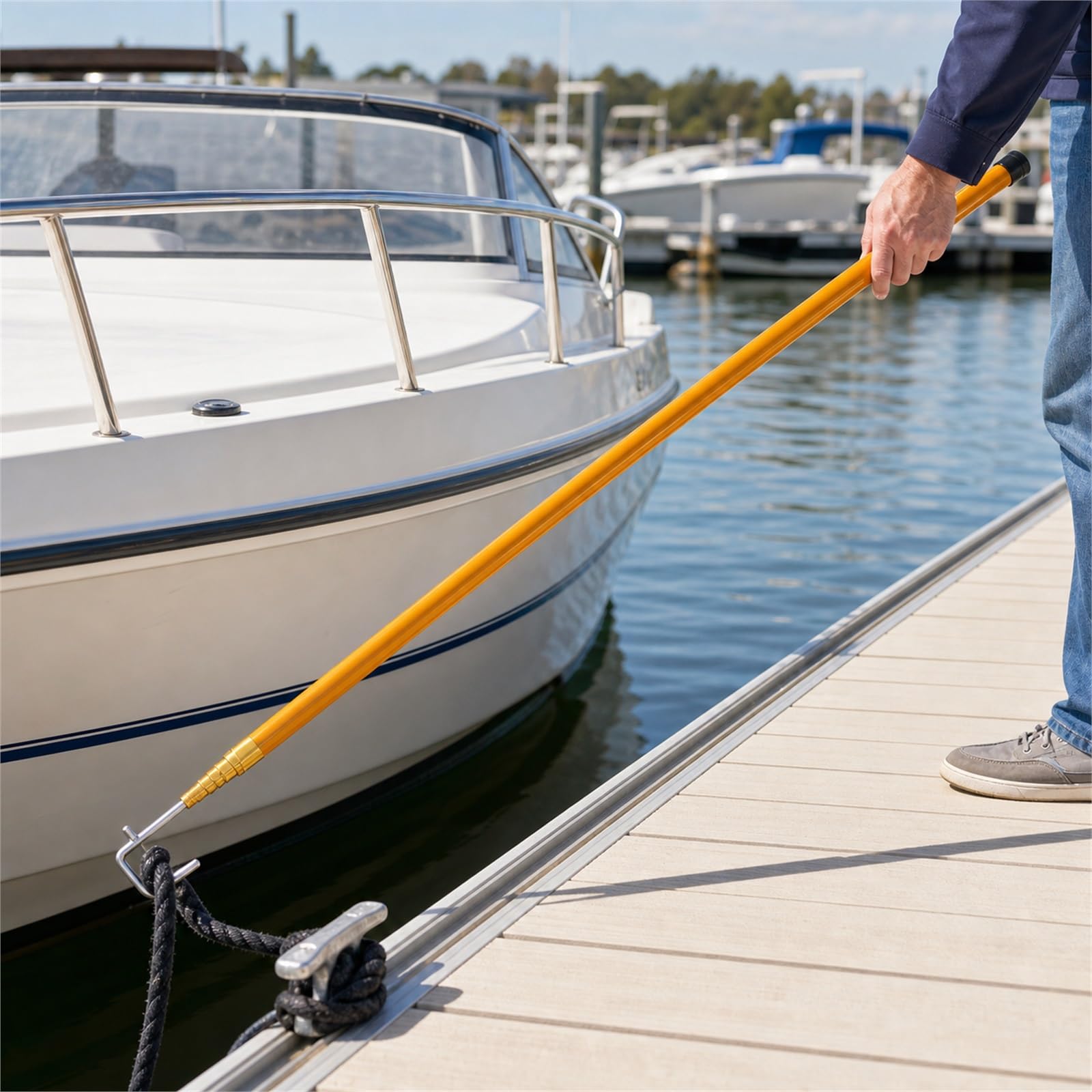 Asta telescopica per Gancio da Barca,Mezzos Marinaio Nautico ad Alta Resistenza,Asta telescopica nauticas con Gancio,Rust Resistant,Lightweight,per ormeggi e Accessori