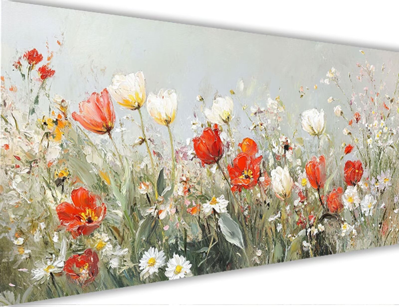 Kwiat Malowanie po numerach Retro Malowanie według numerów Dorosłych z ramą 50 x 150 cm, DIY Obraz olejny według numerów Kit, farby akrylowe Pędzle do dekoracji domu Dziewczyny Początkujący prezent LE
