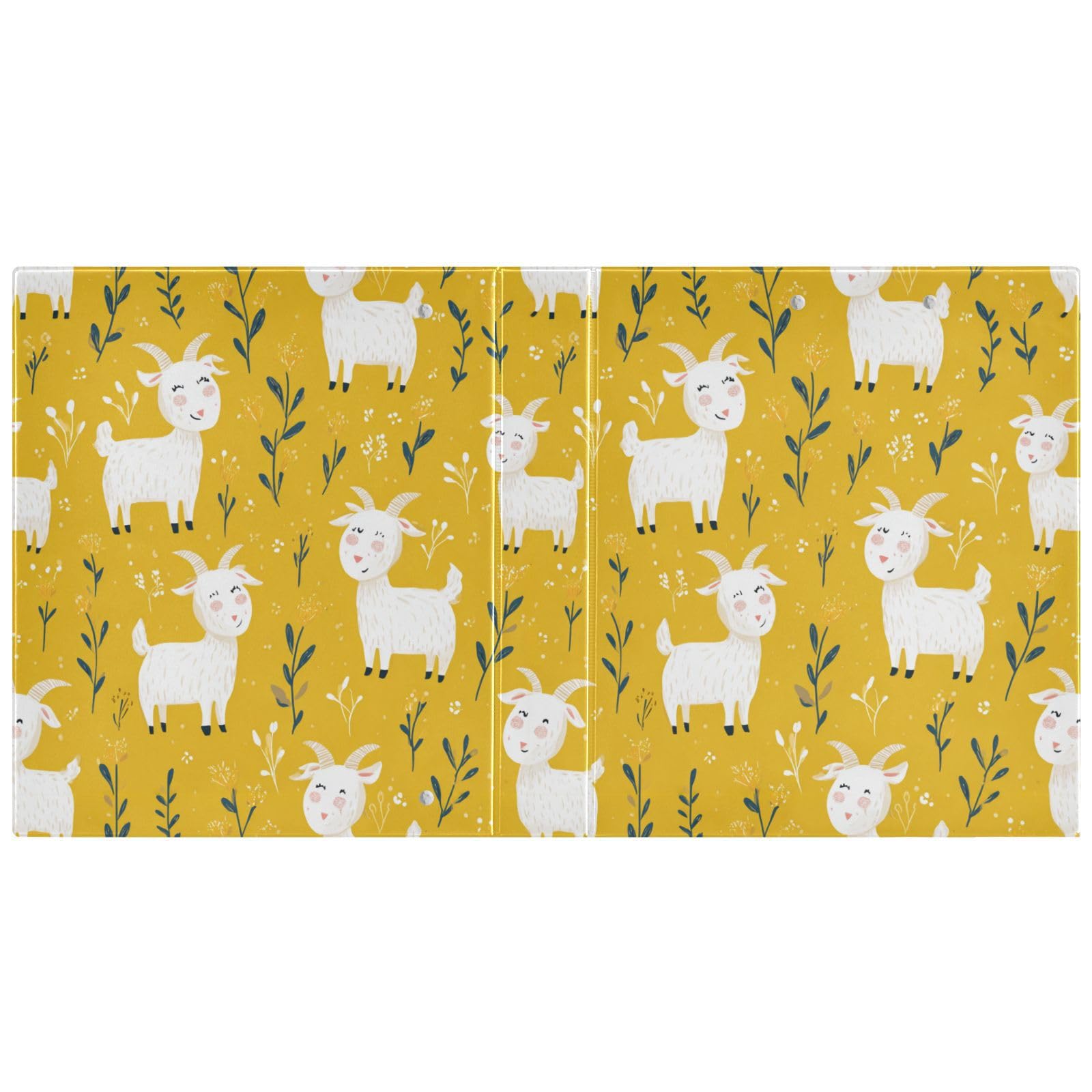 Kcldeci Raccoglitore a 3 anelli con copertina rigida, motivo capra bianca, 3,8 cm, 200 fogli, per ufficio, casa, rientro a scuola, confezione da 2