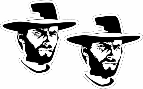 Clint Eastwood Westerns Action Icon Sticker para taza, calcomanía de vinilo para botella, casco, ventana, pared, laptop, parachoques, 3 x 3 pulgadas