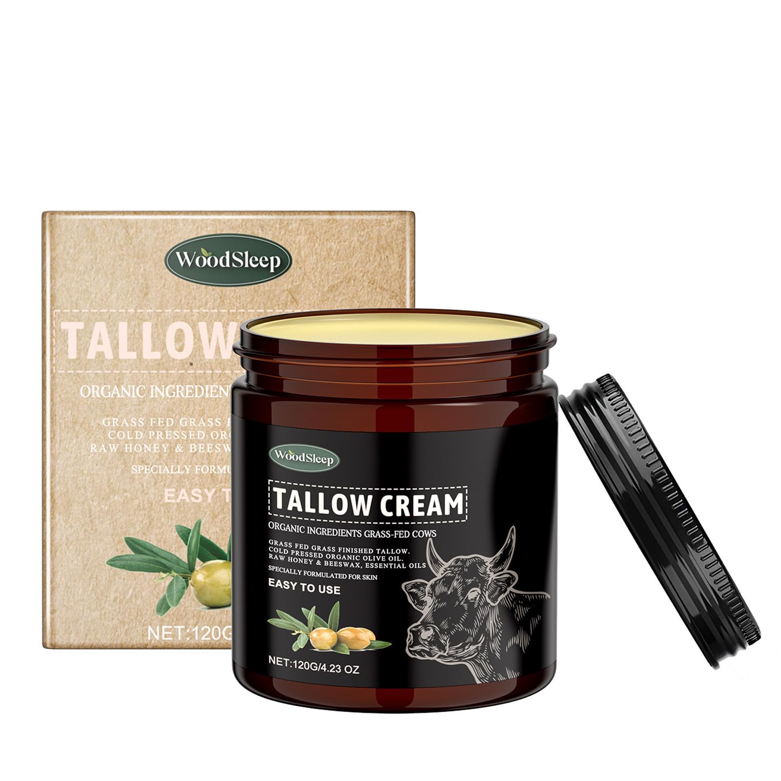 Beef Tallow,Beef Tallow for Skin,Beef Tallow Face Moisturiser, Organic Beef Tallow Skin Care, Grass Fed Beef Tallow Cream, Moisturizer and Nourishes for Face & Body 1Pc