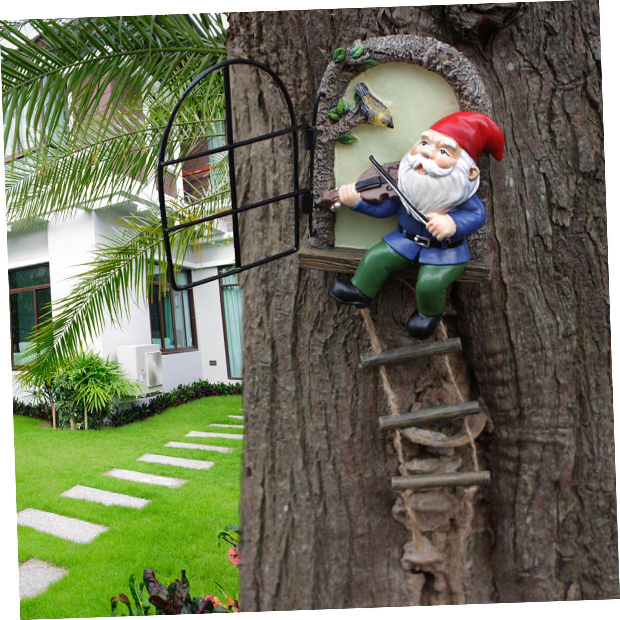 HANABASS Statua Gnomo in Resina per Giardino, Soprammobile Decorativo
