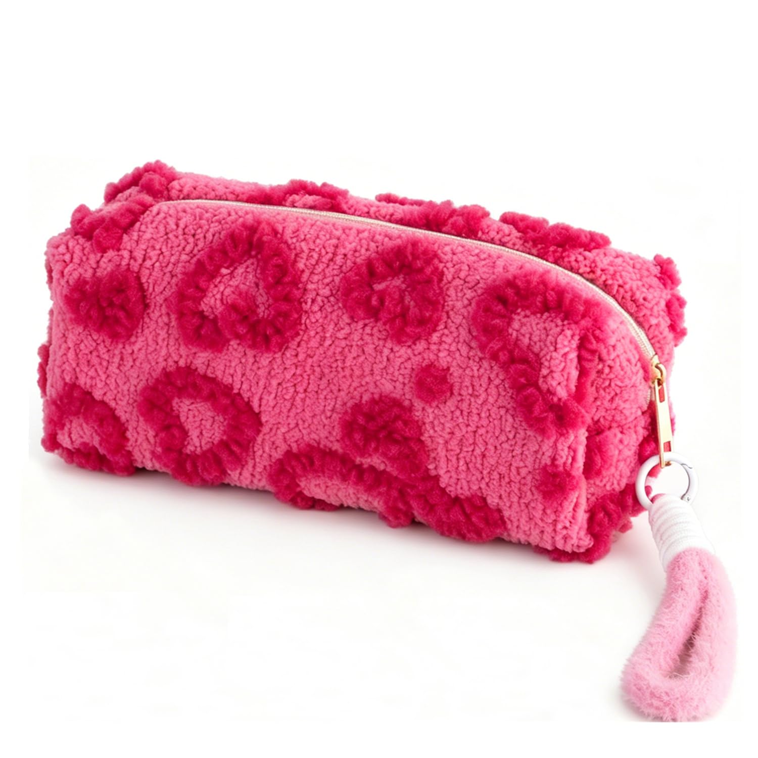 Plush Heart Pattern Pencil Bag, Large Capacity Stationery Pouch for Women