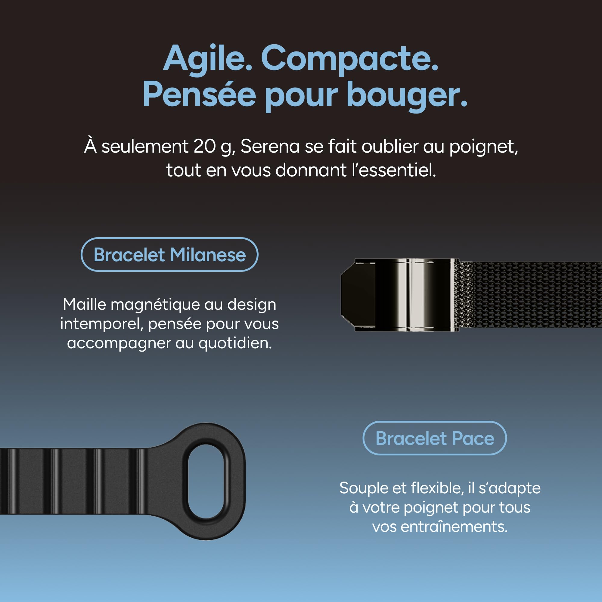 KSIX Bracelet connecté Serena pour Femmes avec écran, Suivi d'activité et de Sommeil, 100 Modes Sportifs, autonomie de 7 Jours, étanchéité jusqu'à 5 ATM, 2 Bracelets (Silicone et métal)