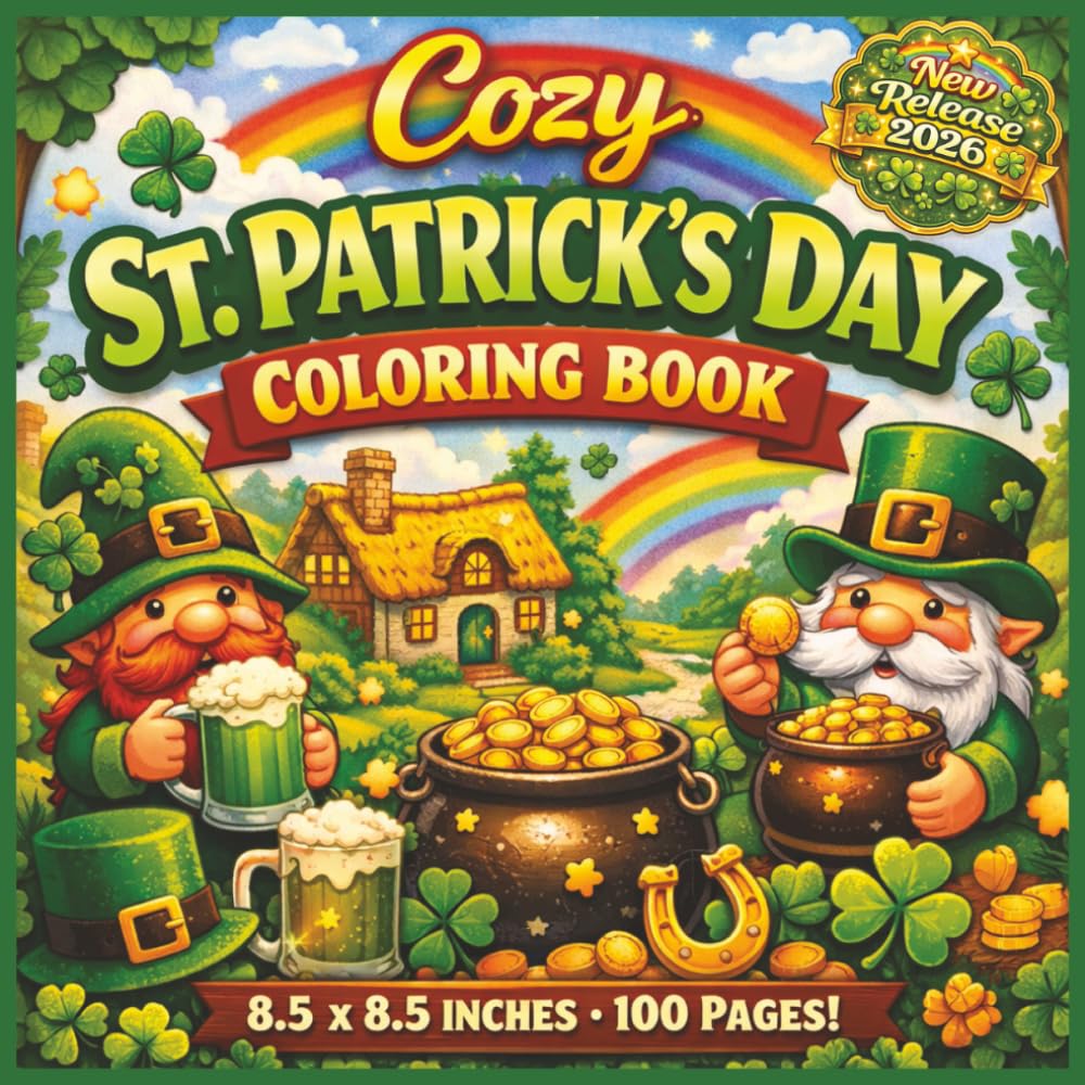 Cozy St. Patrick's Day Coloring Book: A Cozy Bold and Easy St. Patrick’s Day Coloring Book With 100 Simple and Relaxing Holiday Designs Featuring ... Gnomes, and Festive Irish Decorations...