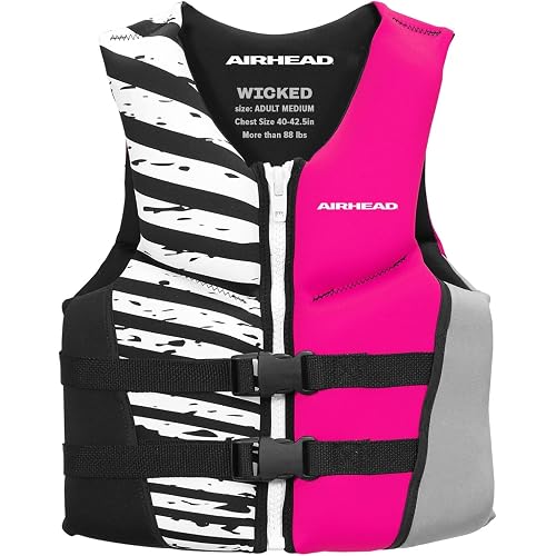 Airhead Wicked Kwik-Dry NeoLite Flex Life Jacket for Kids - USCG Approved Life Vest for Youth, Child & Infant, Watersports Vest for Boating, Tubing & Swimming, Hot Pink