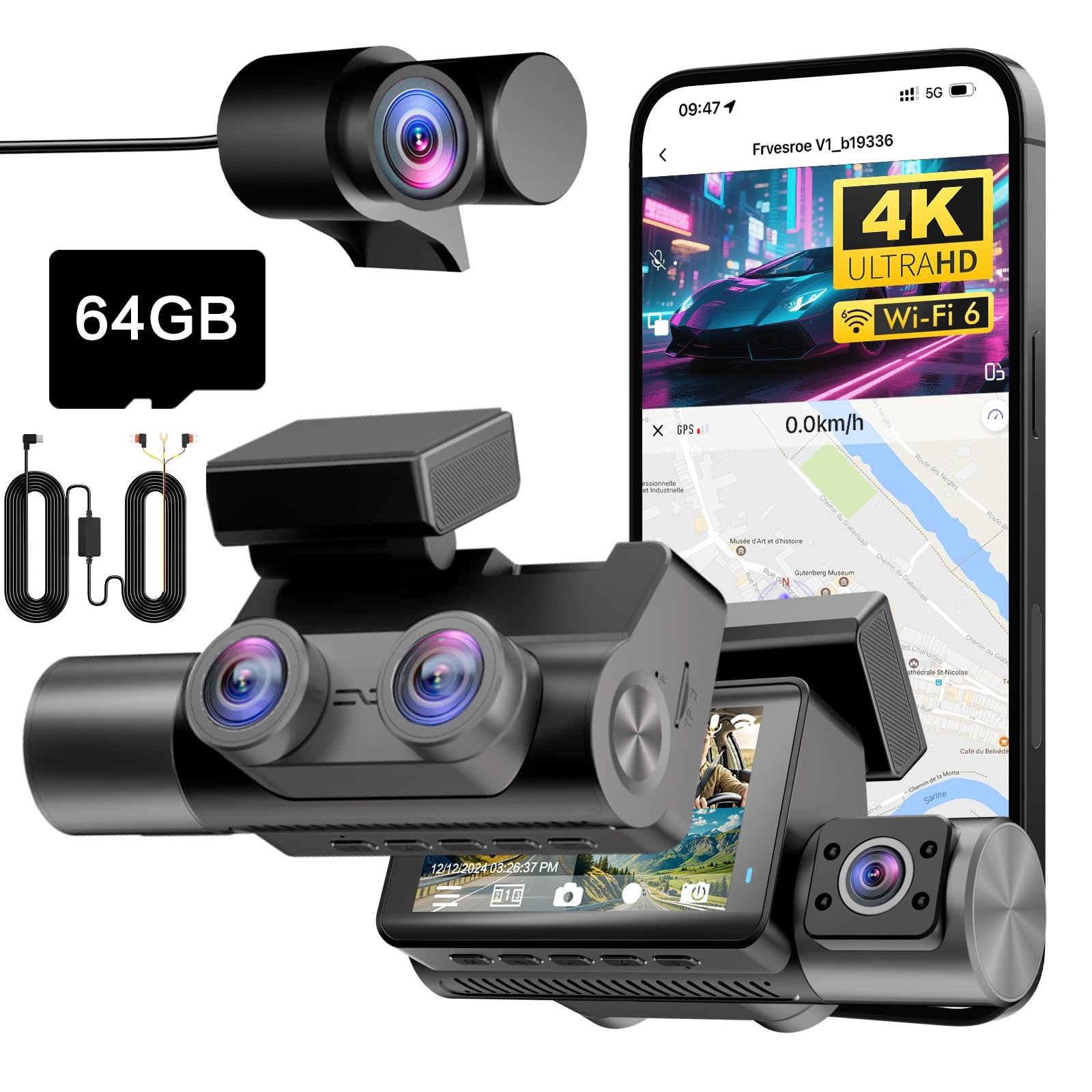 Camara para coche 3 vias Frvesroe contra robos en parking 24H 8