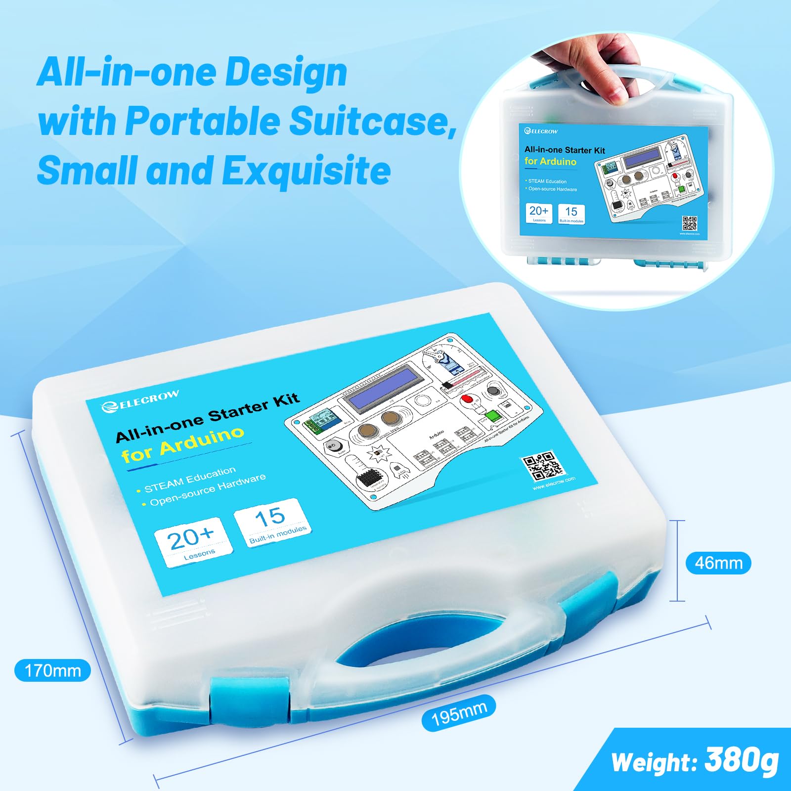 ELECROW Kit de démarrage tout-en-un compatible Arduino avec 15 capteurs et 21 leçons