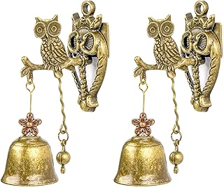 Shopkeeper Bells Gifts Store Bell Office Door Bell Magnet Entrance Front Porch Door Dinner Bell Garden Home Dinner Bells, Antique Vintage Owl Decorative Doorbell (2 Pcs)