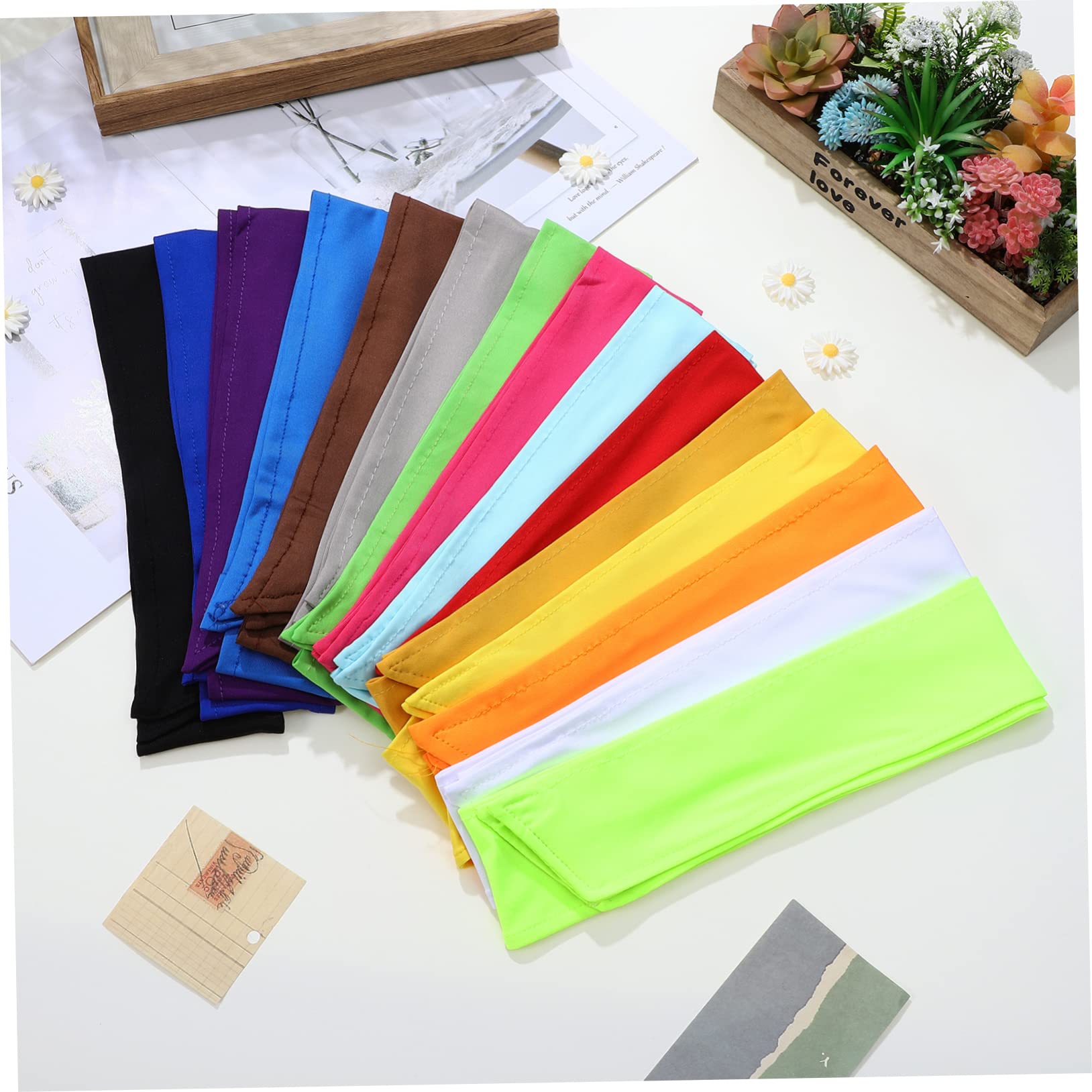 15 Stück Sportstirnband Verstellbar, aus 95% Polyester und 5% Spandex | Haarschal Damen zum Binden, Leicht und Dehnbar, für Workout und Sport, Sport Kopfband