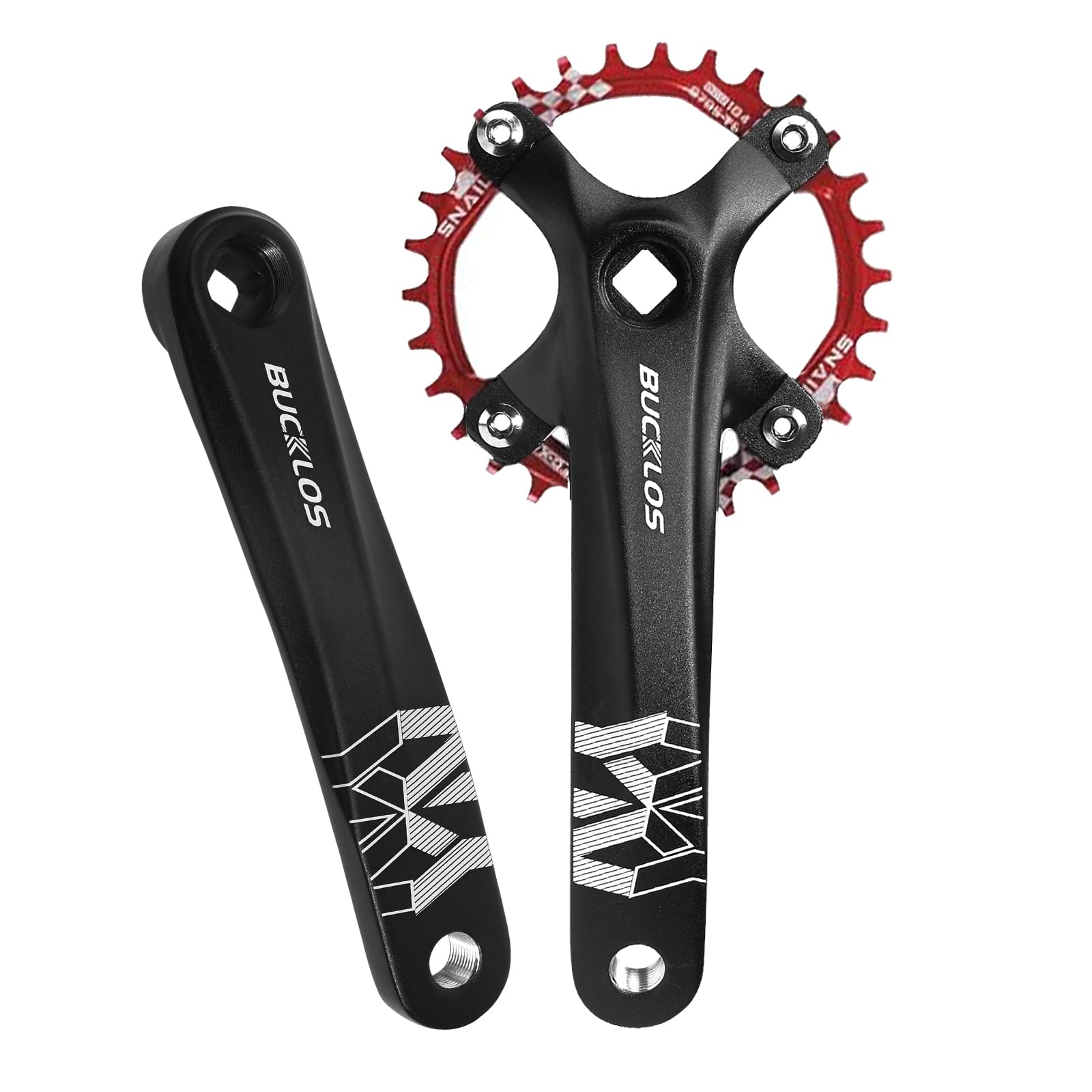AEYINO 104 BCD 30/32/34/38/40/42T Mountain Bike Single Speed Crankset,170mm Square Taper Crankset with Narrow Wide Teeth Round Chainring,Bicycle Crank Arm Set