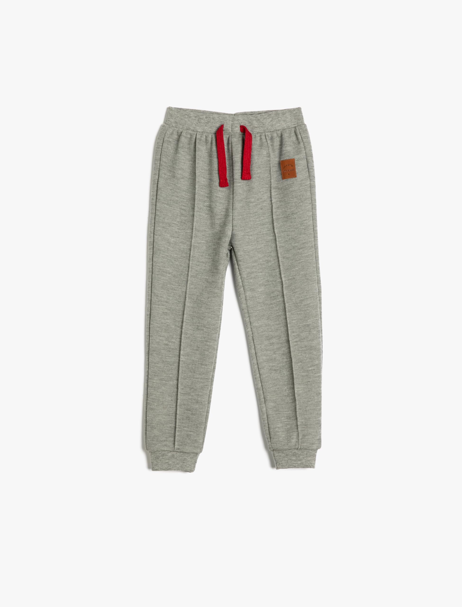 Basic Jogger Eşofman Altı Beli Bağlamalı Nervür Detaylı