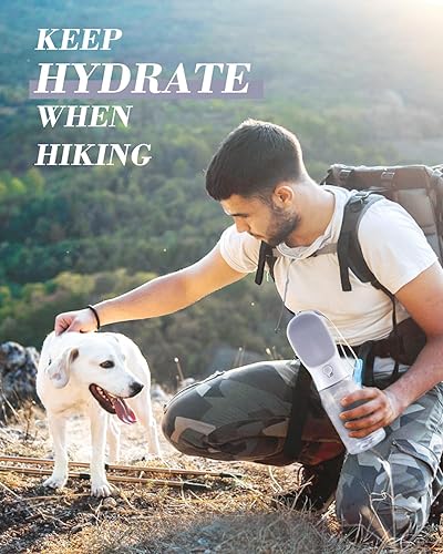 Miniatura 7 de Botella de agua para perros 3 en 1, botella de agua portátil a prueba de fugas para mascotas con contenedor de alimentos y dispensador de bolsas de