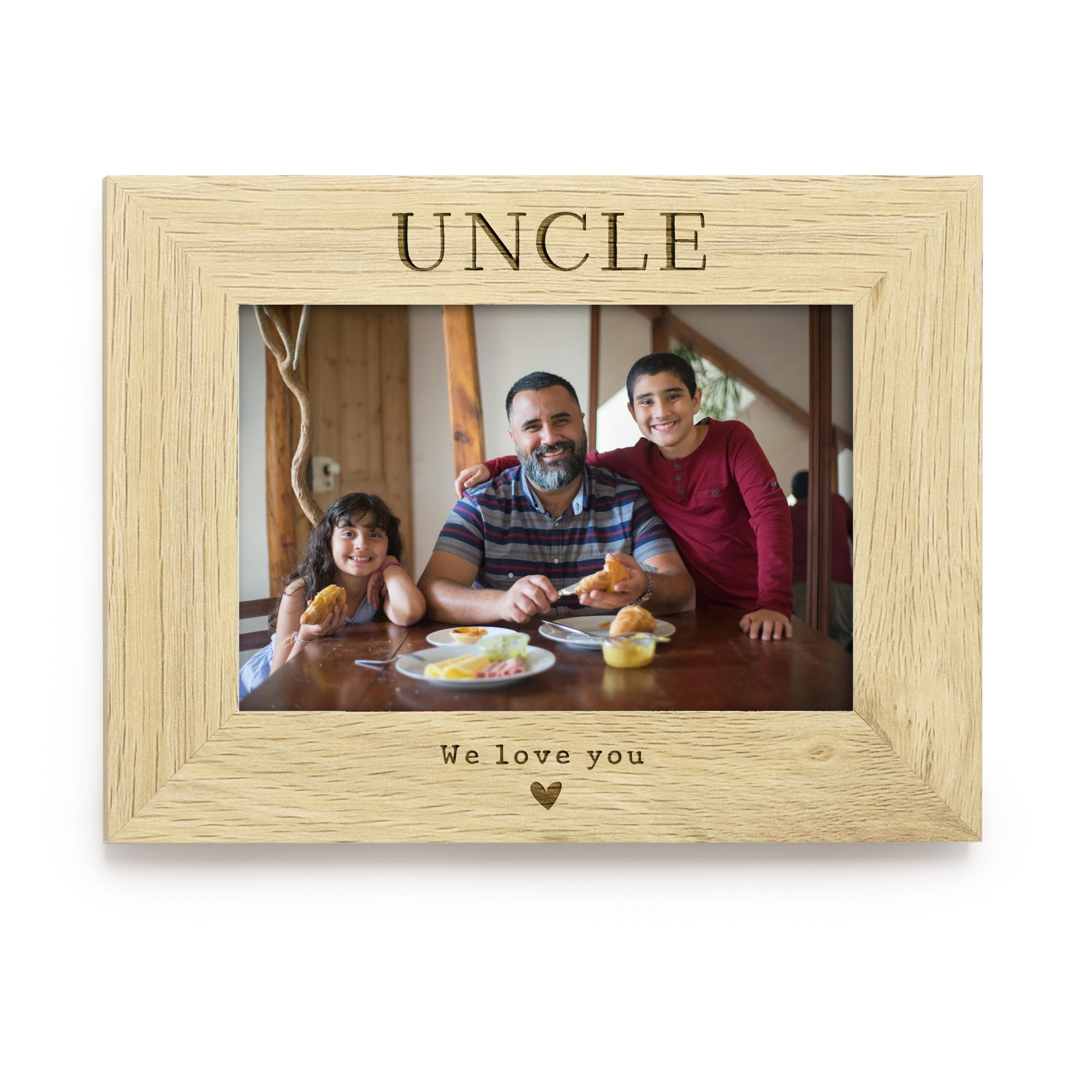 Uncle We Love You Photo Frame 4x6, Engraved Wooden Picture Frame for Uncle, Fathers Day Gift from Niece, Nephew, Uncle Birthday Gift, Keepsake Frame (Portrait)