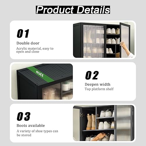 Miniatura 4 de Armario de almacenamiento de zapatos de 11 niveles, zapatero de bambú con estantes ajustables, organizador de zapatos alto independiente para