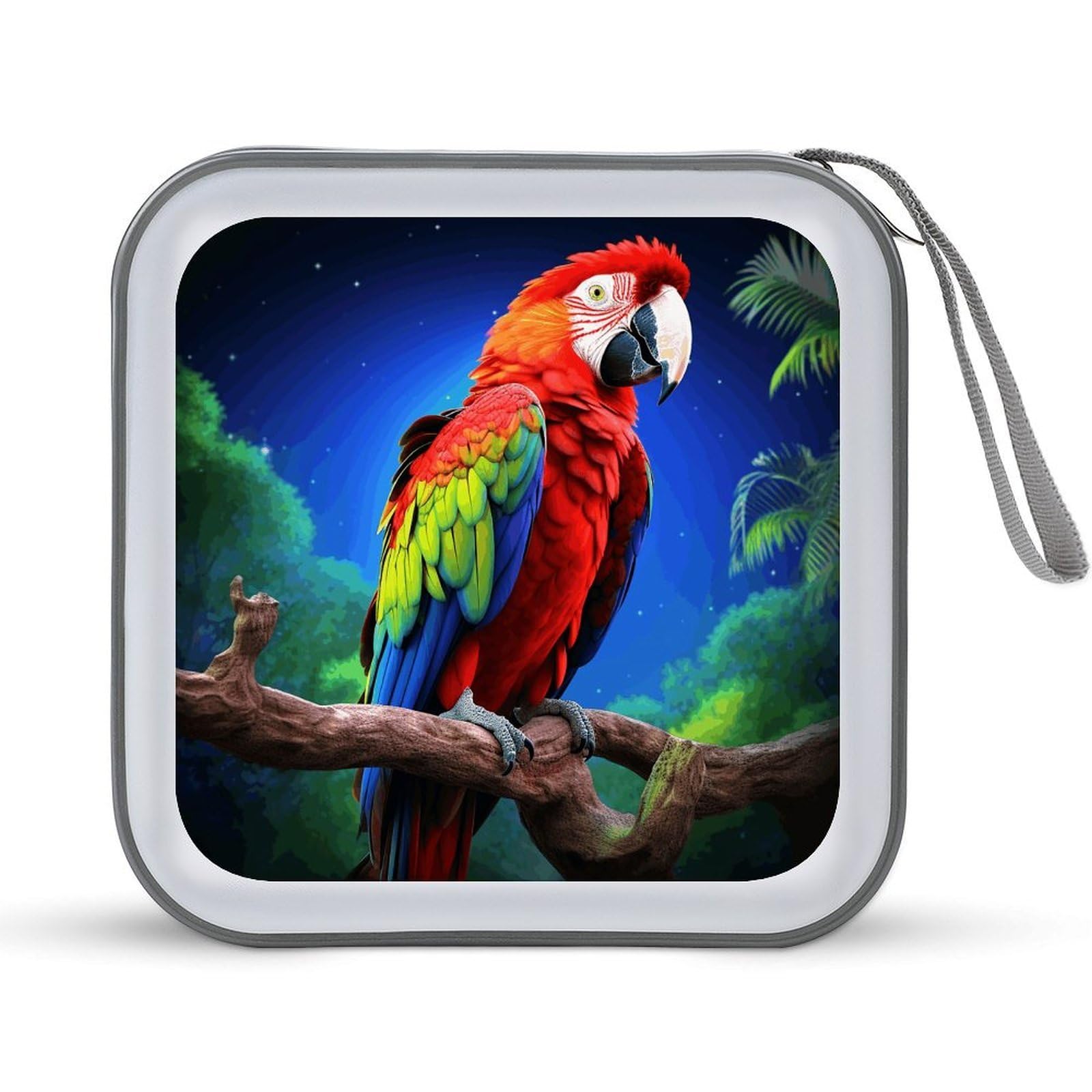 JTREHY Parrot CD Case 40 Capacity CD/DVD Case Holder Disc Storage Organizer Wallet Bag Portable Zipper CD Case Holder for Car Home Office Travel