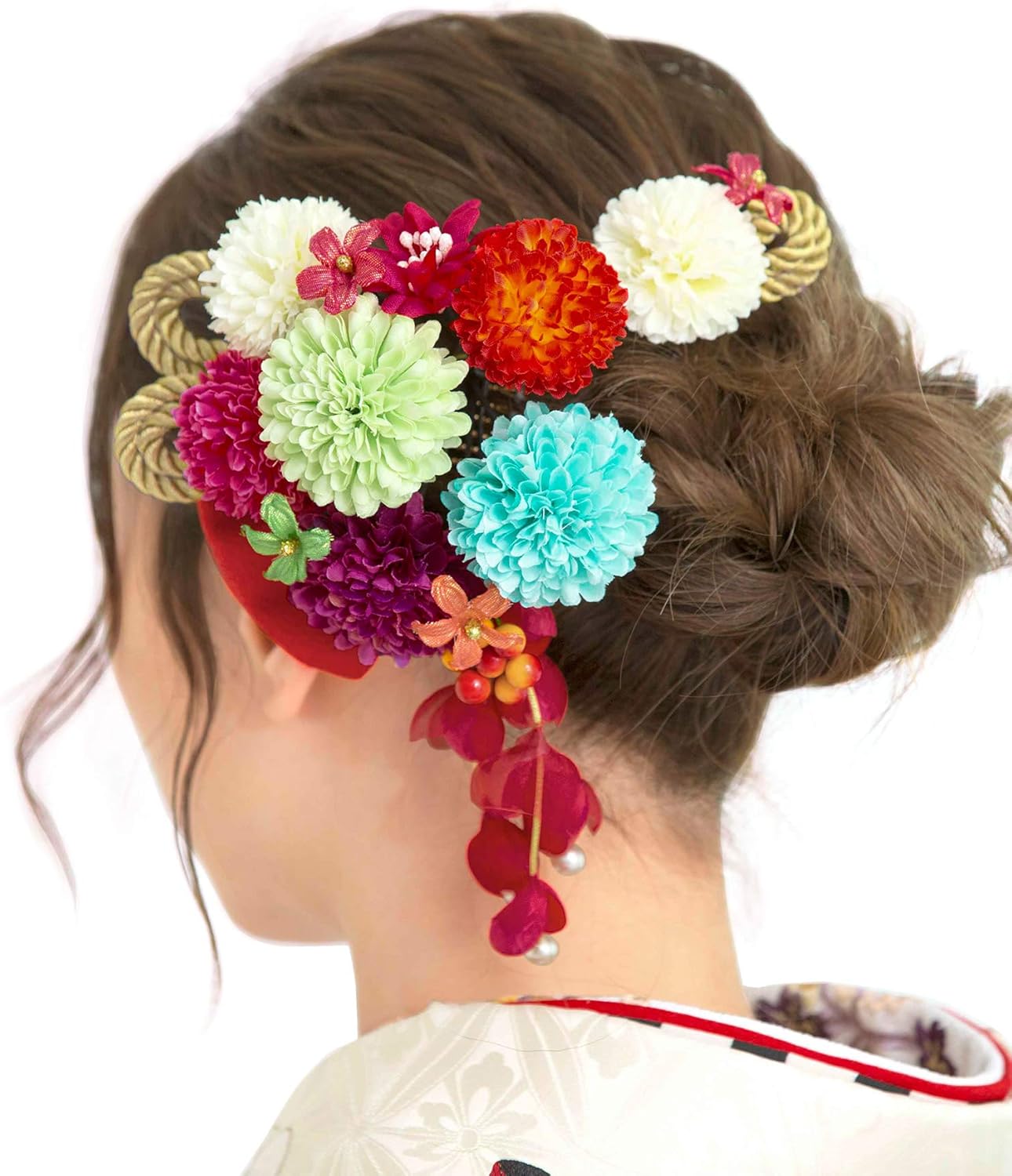 袋帯 振袖帯 唐織 縦縞 花模様 鹿の子 金糸 着物 075a p 唐織花模様流