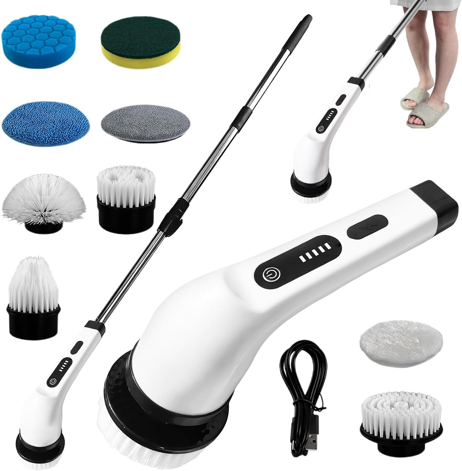 Cordless Electric Cleaning Brush, Electric Spin Scrubber, Electric Rotary Scrubber Cleaning Brush - Cleaning Scrubber Brush | Handles Cleaning Bathroom, Stove, Tub, Countertop